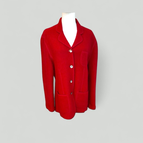 Jones of NY Country vintage size large wool red‎ button down sweater jacket - Picture 1 of 15